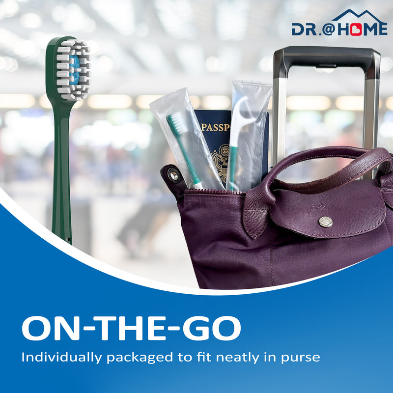 Dental Duo Disposable Travel Oral Care Set, Prepasted Toothbrush with Floss, Pick & Tongue Scraper